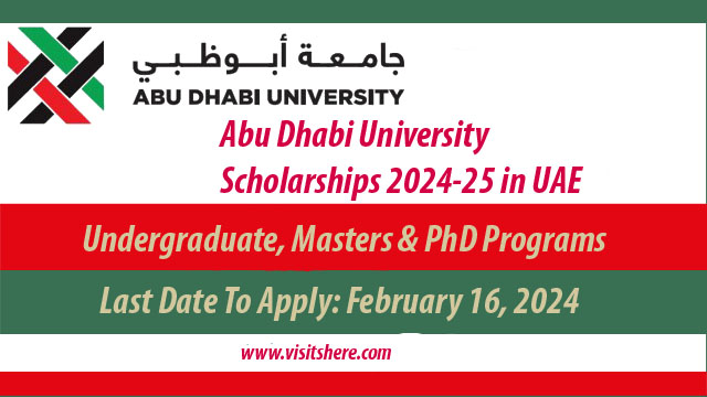 Abu Dhabi University Scholarships 2024-25 in UAE